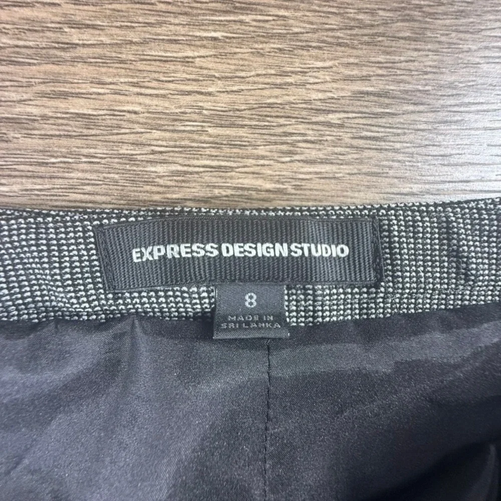 Express Design Studio Womens Grey Micro Houndstooth Pencil Skirt Size 8 Office